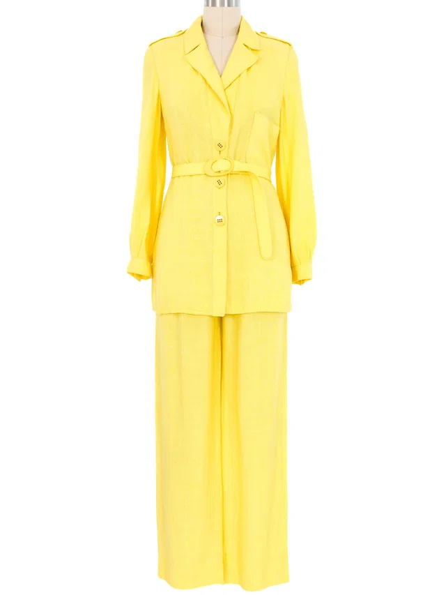 Valentino Garavani Yellow Linen Pantsuit in Yellow from Arcade Vintage