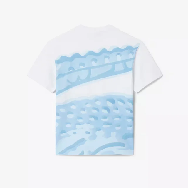 Lacoste Printed Cotton T-Shirt in White Midweight organic cotton jersey, photo 5 of 8 from Lacoste