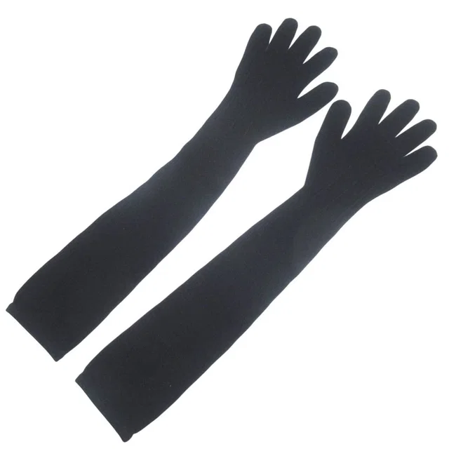 Hermès Knit Long Gloves TU Black in Black Cashmere from The Reluxe