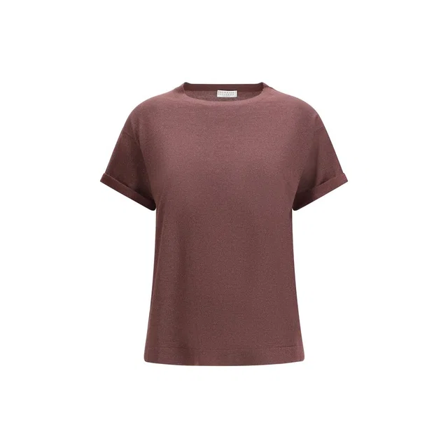 Brunello Cucinelli Bordeaux Nylon T-Shirt in Burgundy Nylon from HEWI