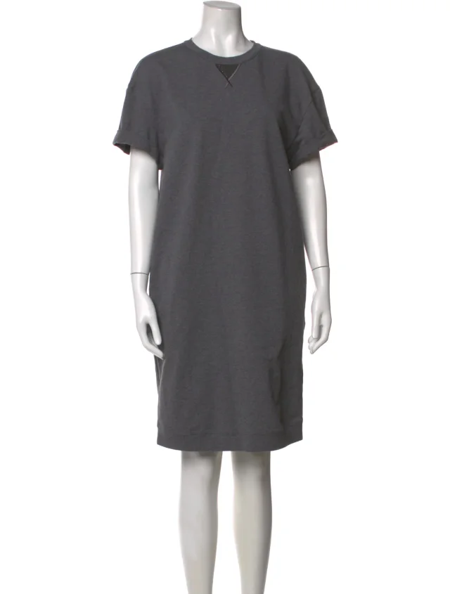 Brunello Cucinelli Crew Neck Knee-Length Dress in gray from The RealReal