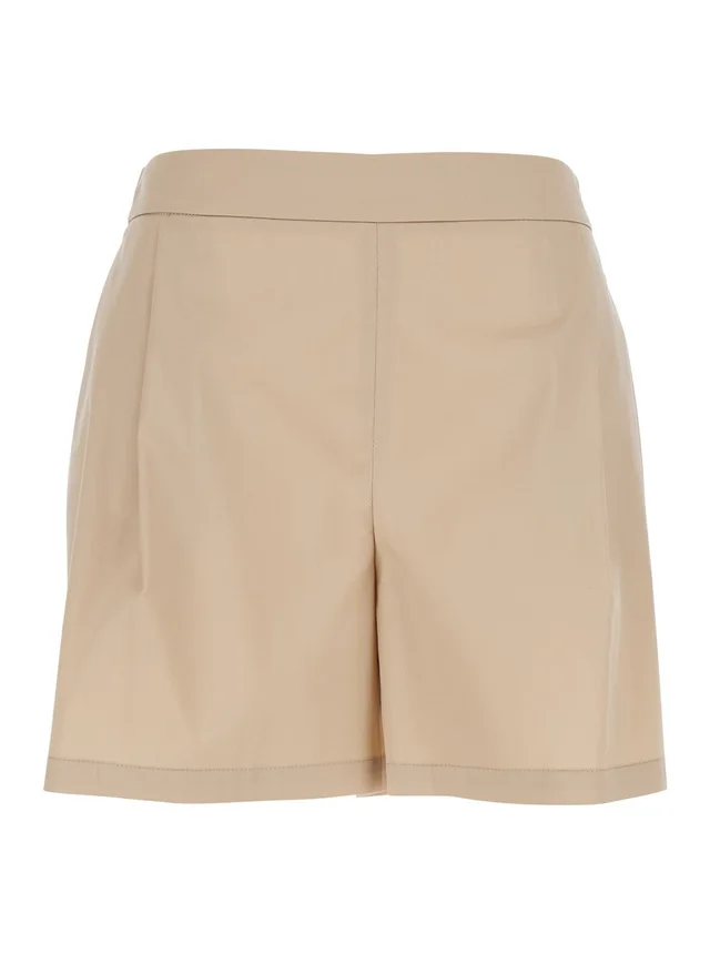 LEPLAIN Beige Shorts with Semi-Elasticated Waist and Side Closure in Cotton Blend Women in Beige 66% Cotton 30% Nylon 4% Elastane, photo 2 of 5 from Gaudenzi Boutique