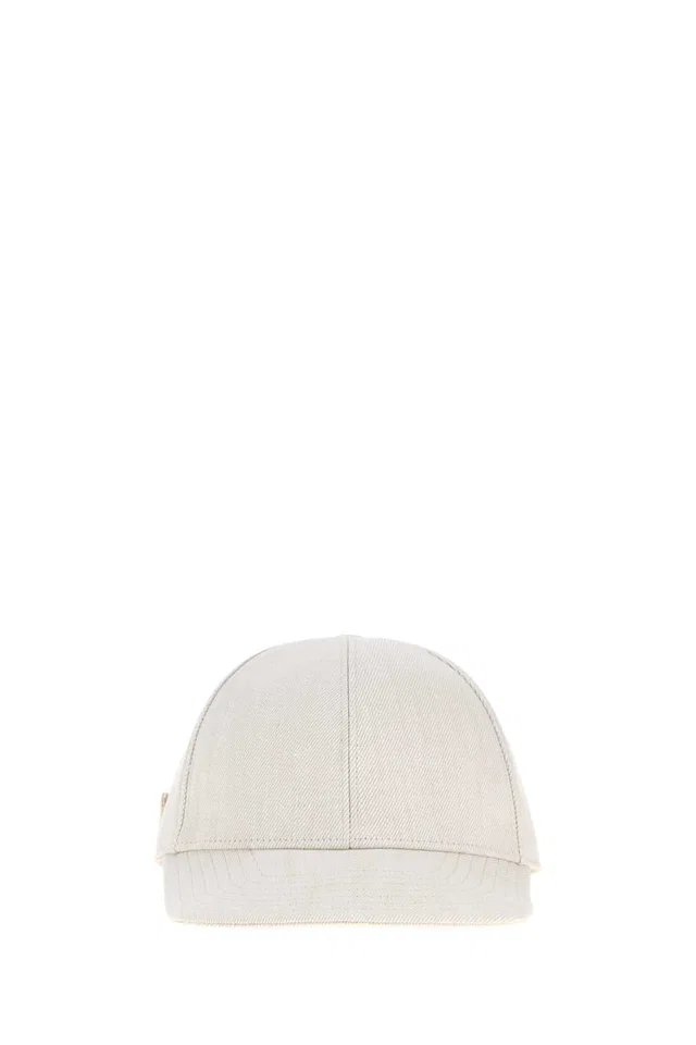 Prada Hat Chalk Denim Baseball Cap — White Exterior: Cotton Caps in White Denim from HEWI