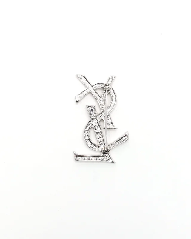 Saint Laurent Logo Rhinestone Brooch from A Retro Tale, photo 2 of 2