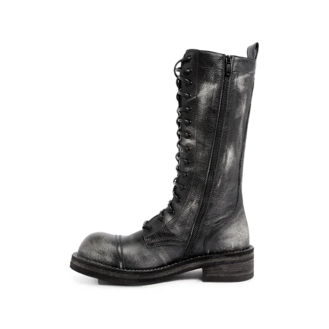 Ann Demeulemeester brushed leather lace-up combat boots, photo 5 of 6 from SENSER
