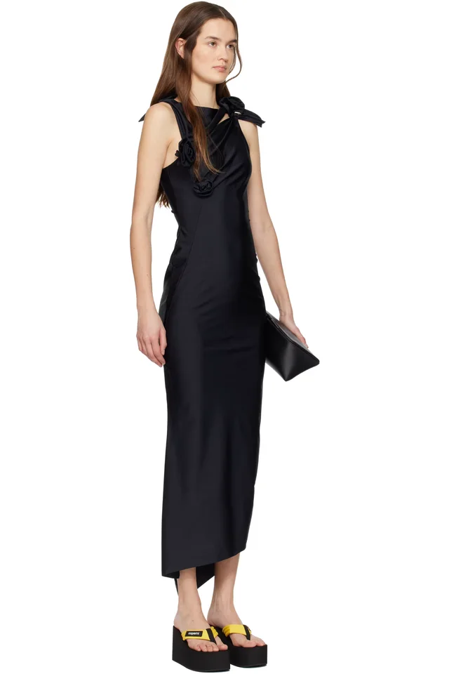 Coperni Black Flower Maxi Dress, photo 2 of 4 from SSENSE