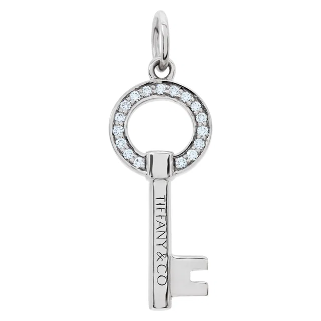 Tiffany & Co. Modern Keys Open Round Key Pendant 18k With Diamonds in White Gold from Gray And Sons