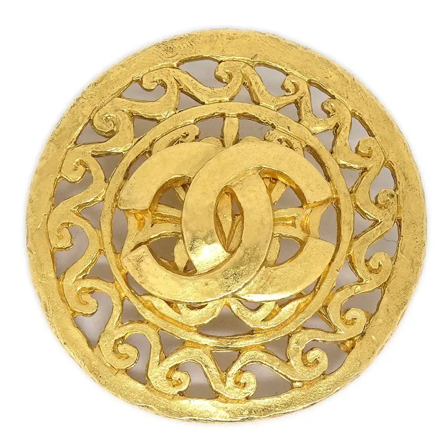 Chanel Medallion Brooch Pin Gold 95A in Gold from AMORE Vintage Tokyo