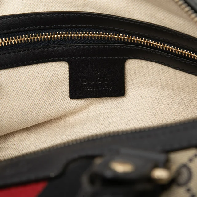 Black Gucci Small GG Canvas Web Joy Boston Bag Satchel in Black Canvas from Designer Revival, photo 2 of 2