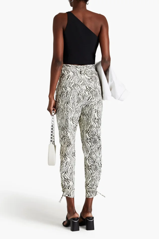 Isabel Marant Badeloisa Cropped Zebra-Print Leather Tapered Pants, photo 3 of 4 from THE OUTNET