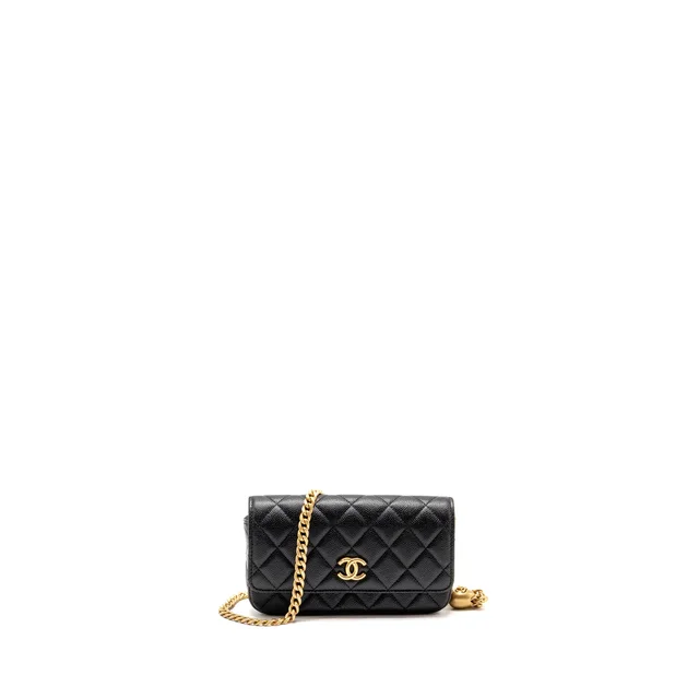Chanel Coco Love Mini Flap Wallet on Chain Caviar Black GHW (Microchip) in Black Caviar leather from EMIER