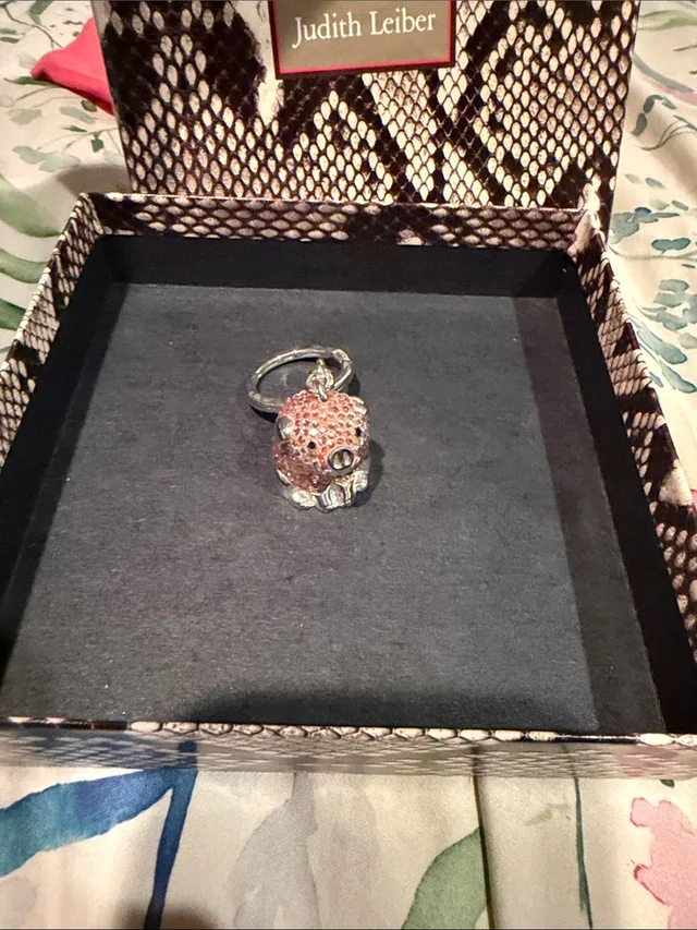 Judith Leiber Pink Crystal Pig Keyring Charm in silver|gray|pink from Poshmark