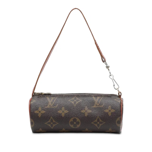 Brown Louis Vuitton Monogram Papillon Pochette Handbag in Brown Coated canvas from Designer Revival