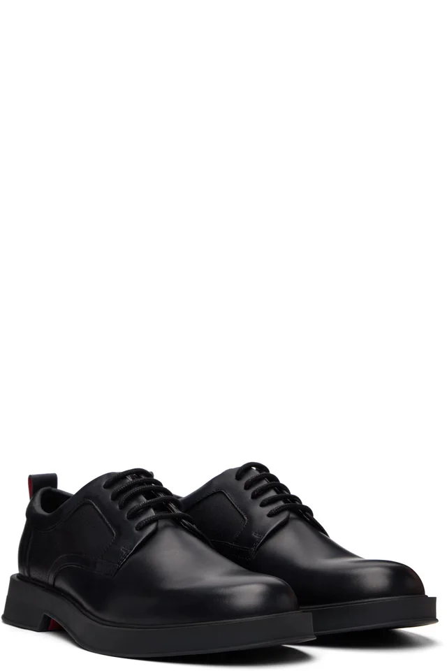 Hugo Black Perforated Monograms Leather Derbys, photo 4 of 4 from SSENSE