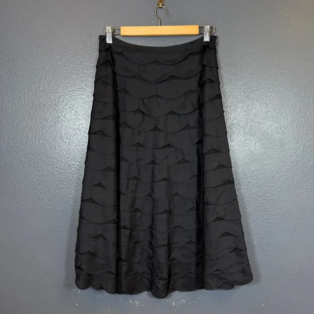 Max Mara 8 Women’s Black Dress Tiered Scalloped A-Line Skirt W Mesh Underneath in black from Poshmark