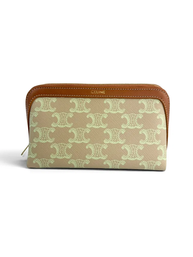Celine Triomphe Dome Cosmetic Pouch in Coated canvas from Season 2 Consign
