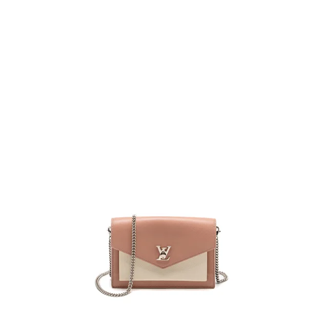 Louis Vuitton My Lock Me Chain Pochette Calfskin Pink/Creamy White SHW in White Calfskin from EMIER