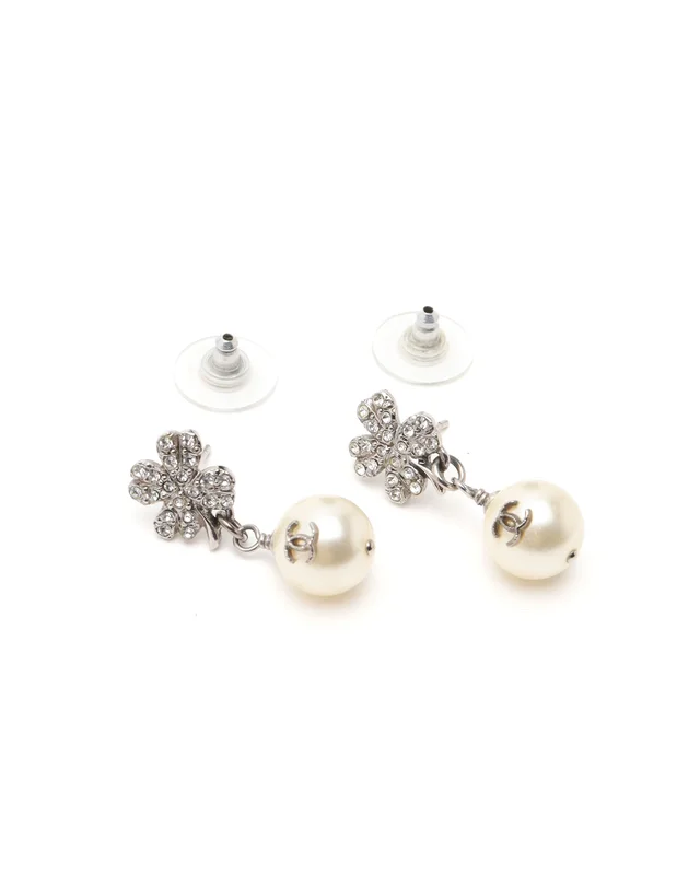 Chanel Coco Mark Clover Rhinestone Earrings from A Retro Tale, photo 2 of 3