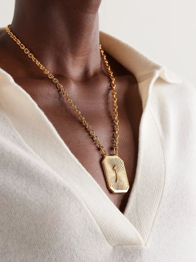 MARIE LICHTENBERG You Are The One 18-karat gold diamond necklace in Metallic, photo 2 of 2 from NET-A-PORTER (Canada)