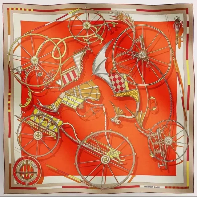 Hermès 140cm "Voitures en Equilibre" Cashmere-Silk Shawl in Silk from Luxury Promise