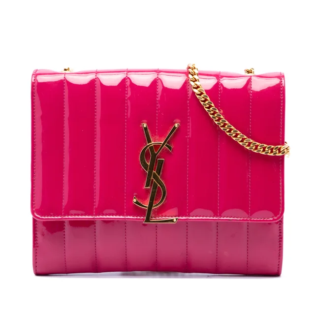Pink Saint Laurent Medium Patent Vicky Crossbody in Pink Patent leather from Designer Revival