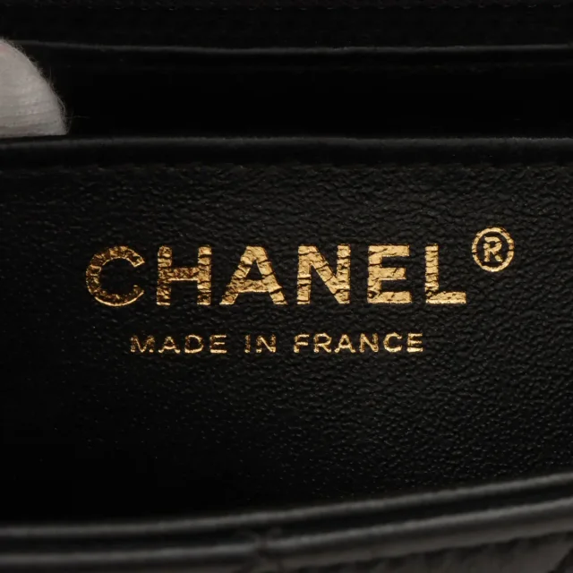 Chanel Around 2018 Made Studded Icon Lucky Charm Classic Flap Chain Bag Black in Black Lambskin from VINTAGE QOO TOKYO, photo 6 of 13