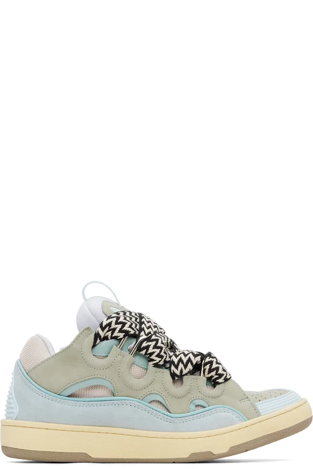 Blue Leather Curb Sneakers