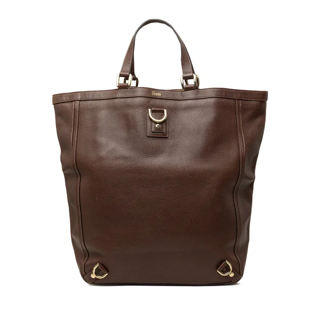 Brown Gucci Calfskin Abbey D Ring Tote in Brown Calfskin from Designer Revival