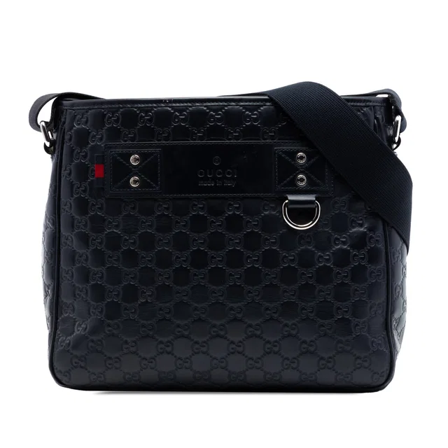 Black Gucci Guccissima Web Crossbody in Black Leather from Designer Revival