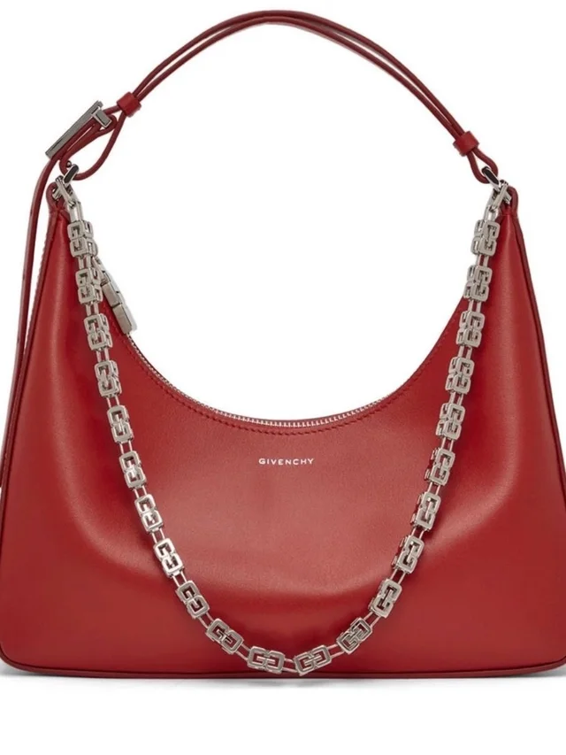Givenchy Hobo With Signature Silver Chain Strap in red Leather from Poshmark