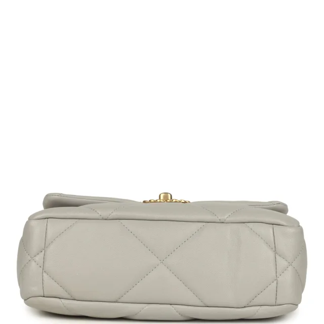 Chanel Medium 19 Flap Bag Grey Shiny Lambskin Mixed Metal Hardware in Grey Lambskin from Madison Avenue Couture, photo 6 of 10
