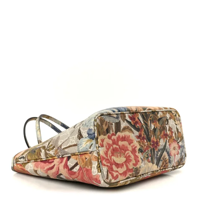 Gucci GG Supreme Monogram Water Flora Web Small Ophidia Tote Beige White Multicolor in White Coated canvas from FASHIONPHILE, photo 4 of 11