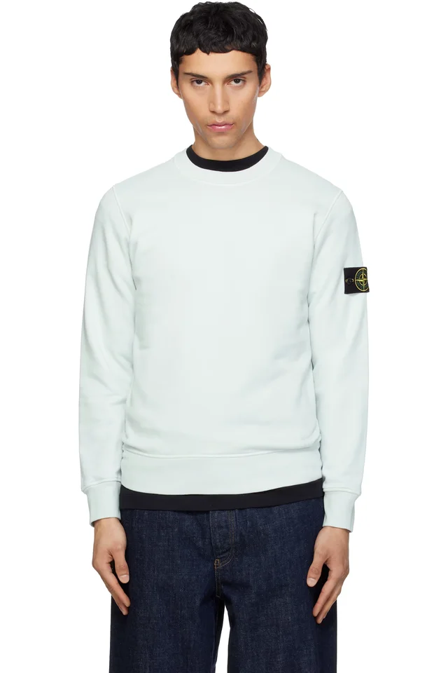 Stone Island Blue 6100060 Organic Cotton Fleece Sweatshirt, image 1 of 1 from SSENSE