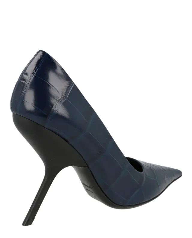 Salvatore Ferragamo Eva X5 Croc Embossed Pumps in blue, photo 3 of 6 from ShopSimon