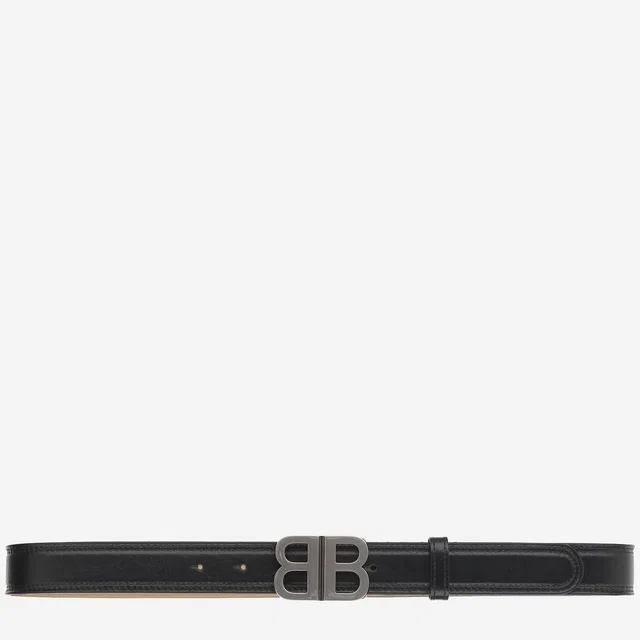 Balenciaga Soft Lambskin Bb Logo Belt — Black in Black Lambskin from HEWI