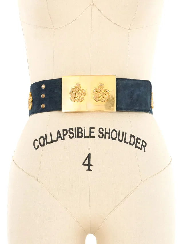Escada Embellished Navy Suede Waistbelt in Navy Suede from Arcade Vintage