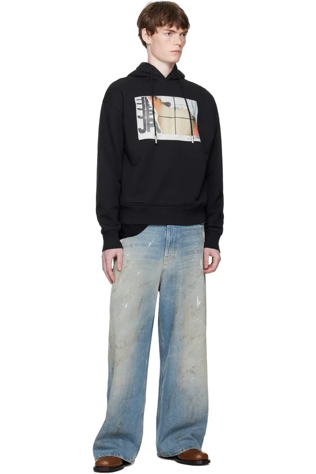 Jean Paul Gaultier Black Printed Fire Hoodie, photo 4 of 4 from SSENSE