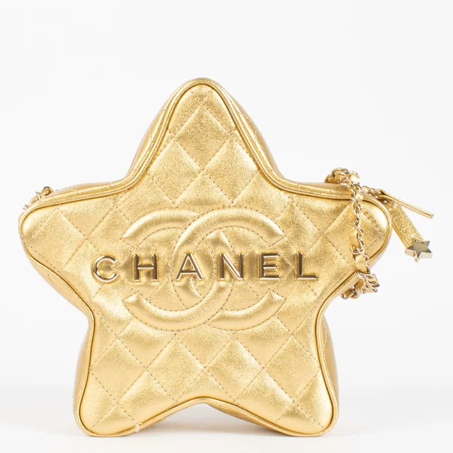 Chanel Metallic Gold Leather Star Bag in Gold Leather from Labellov