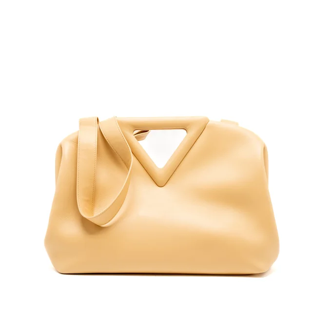 Bottega Veneta Point Top Handle Bag Smooth Nappa Almond in Nappa leather from EMIER