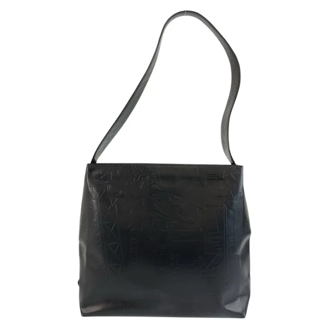 Prada Embossed Black Patent Leather Shoulder Bag in Black Patent leather from The Reluxe