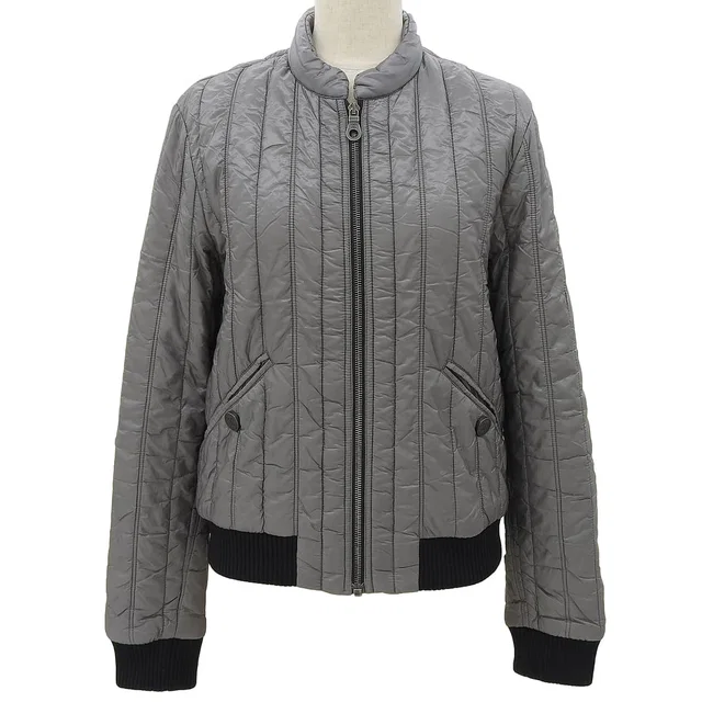Chanel CC mark button zip blouson #36 Gray in Grey Nylon from VINTAGE QOO TOKYO