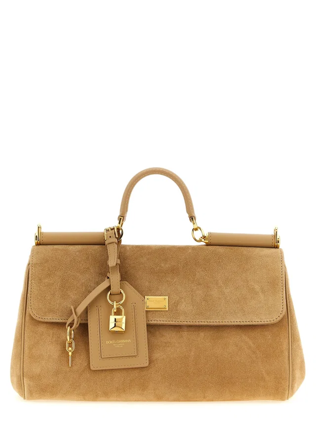 Dolce & Gabbana My Sicily Shoulder Bag — Camel Suede Body in Brown Suede from HEWI