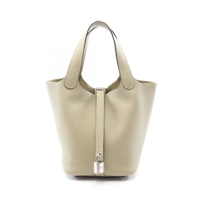 Hermès Handbag Picotin Lock PM Sage in Clemence leather from The Reluxe