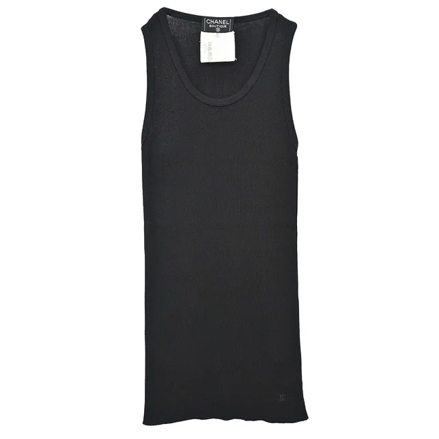 Chanel 1993 Sleeveless Tank Top Black #38 in Black from AMORE Vintage Tokyo
