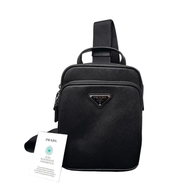 Prada Shoulder Bag Black in Black Saffiano leather from The Reluxe