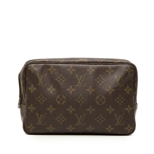 Brown Louis Vuitton Monogram Trousse Toilette 23 Clutch Bag in Brown Coated canvas from Designer Revival
