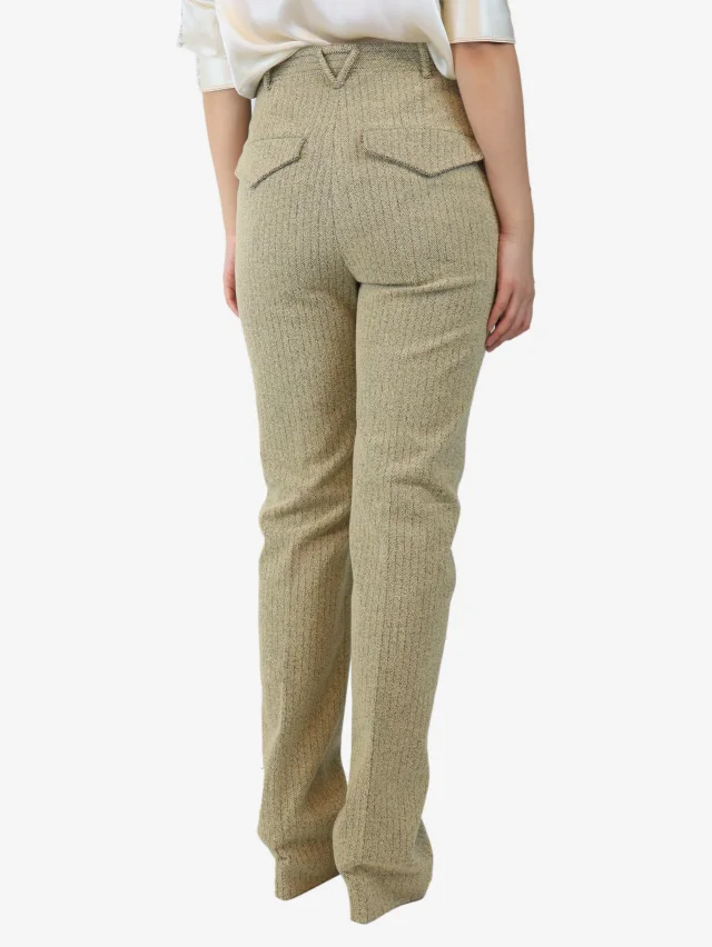 Bottega Veneta Beige herringbone boucle pants - size UK 10 in Beige from Sign of the Times, photo 3 of 3