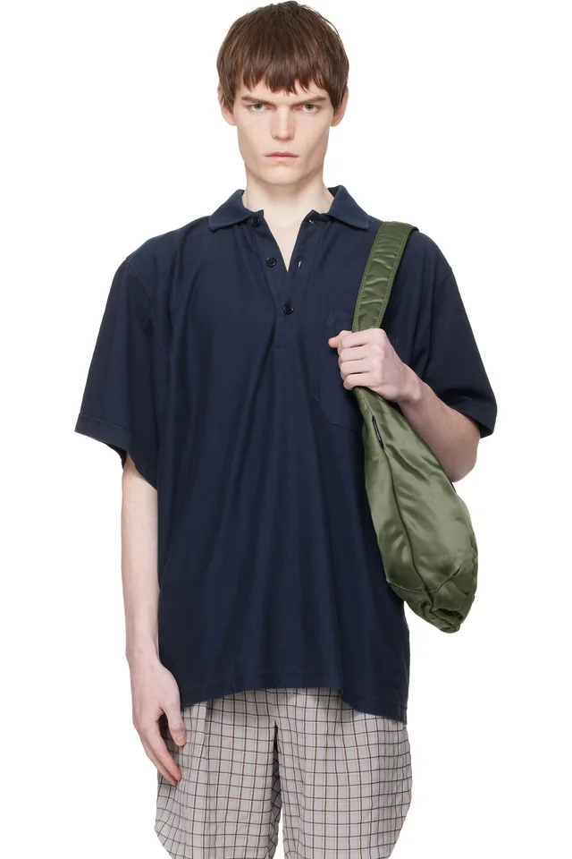 Navy Garment-Dyed Polo, image 1 of 1 from SSENSE