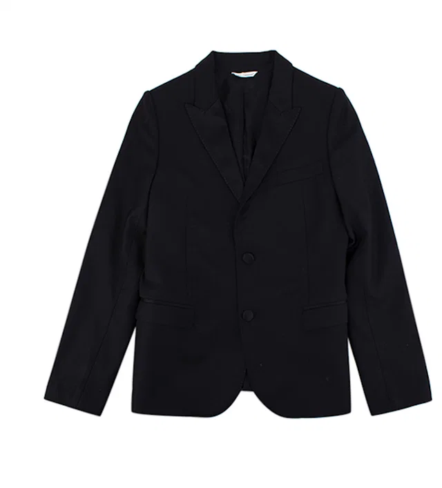 Dolce & Gabbana Kid's Black Single Breasted Wool Silk Blend Blazer in Black Silk from HEWI