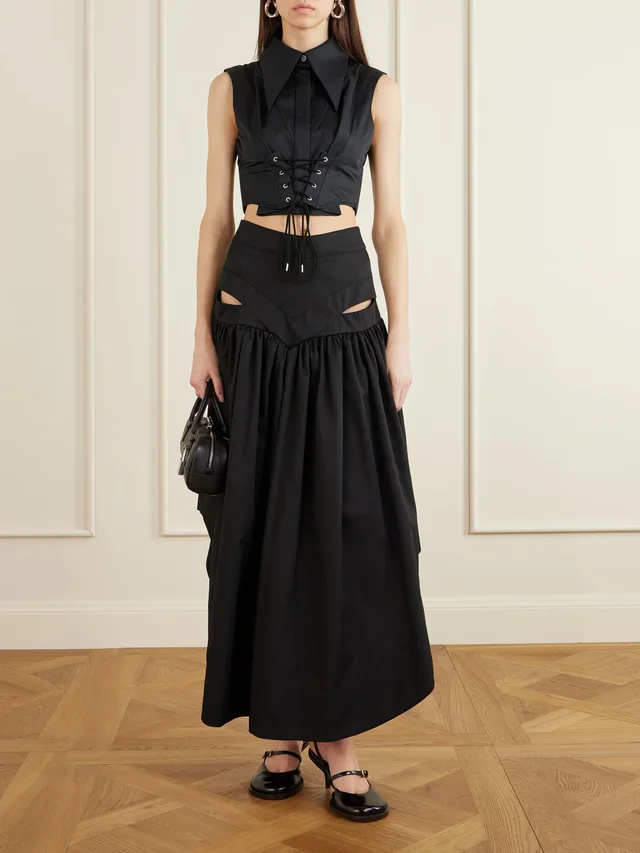 TOLU COKER Iyawo cutout twill maxi skirt in Black, photo 2 of 2 from NET-A-PORTER (Canada)
